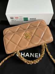 Uubags Chanel Brown Quilted Lambskin Top Handle Mini Clutch on Chain Gold Hardware 17cm - 6