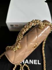 Uubags Chanel Brown Quilted Lambskin Top Handle Mini Clutch on Chain Gold Hardware 17cm - 5