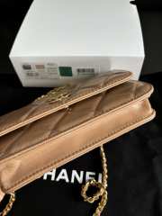 Uubags Chanel Brown Quilted Lambskin Top Handle Mini Clutch on Chain Gold Hardware 17cm - 4