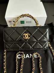 Uubags Chanel Black Quilted Lambskin Top Handle Mini Clutch on Chain Gold Hardware 17cm - 1