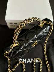 Uubags Chanel Black Quilted Lambskin Top Handle Mini Clutch on Chain Gold Hardware 17cm - 4