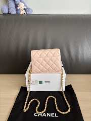 Uubags Chanel Classic Card Holder On Chain With Pink Lambskin Leather 12cm - 3
