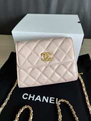 Uubags Chanel Classic Card Holder On Chain With Pink Lambskin Leather 12cm - 5