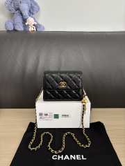 Uubags Chanel Classic Card Holder On Chain With Black Lambskin Leather 12cm - 1