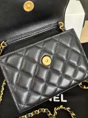 Uubags Chanel Classic Card Holder On Chain With Black Lambskin Leather 12cm - 4
