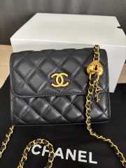 Uubags Chanel Classic Card Holder On Chain With Black Lambskin Leather 12cm - 3
