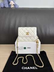 Uubags Chanel Classic Card Holder On Chain With White Lambskin Leather 12cm - 1