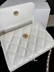Uubags Chanel Classic Card Holder On Chain With White Lambskin Leather 12cm - 6