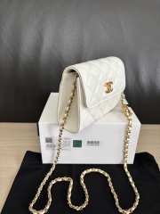 Uubags Chanel Classic Card Holder On Chain With White Lambskin Leather 12cm - 5