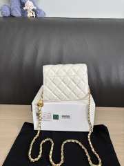 Uubags Chanel Classic Card Holder On Chain With White Lambskin Leather 12cm - 2