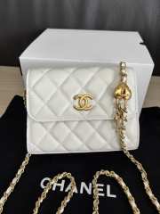 Uubags Chanel Classic Card Holder On Chain With White Lambskin Leather 12cm - 3