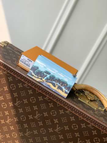 Uubags Louis Vuitton M3A083 Card and Coin Purse In Monogram Highlands Blue 8x14.5x1cm