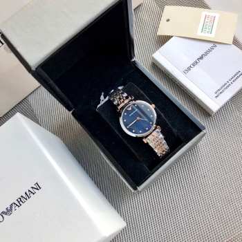 Uubags Emporio Armani Gianni T-Bar Blue Dial Two-Tone Ladies Watch AR11092