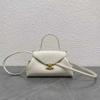 Uubags Celine Small Flair Bag In Grained Calfskin Creamy White 24x12x9cm