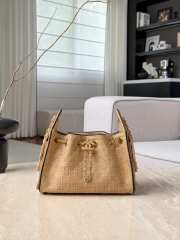 Uubags Chanel Small 25 Hobo Bag Beige Raffia and Black Calfskin with Gold Hardware 20x22x12.5cm - 1