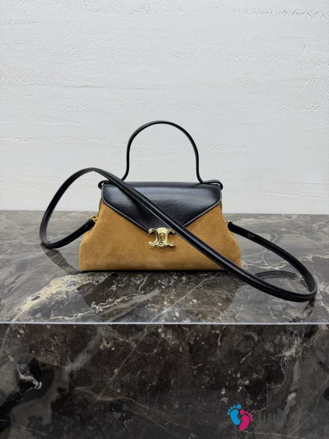 Uubags Celine small flair bag in suede calfskin and glossy lambskin camel/ black 24x12x9cm - 1