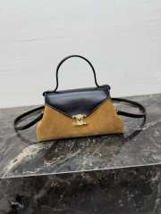 Uubags Celine small flair bag in suede calfskin and glossy lambskin camel/ black 24x12x9cm - 4