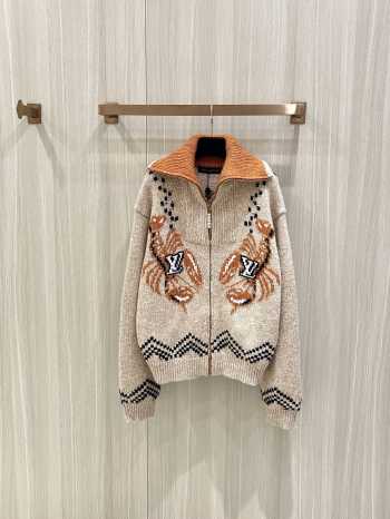 Uubags Louis Vuitton 1AIM54 Zippered Knitted Blouson In Beige