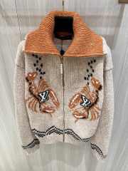 Uubags Louis Vuitton 1AIM54 Zippered Knitted Blouson In Beige - 6