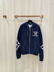 Uubags Louis Vuitton 1AIWEP Graphic Intarsia Zipped Cotton Hoodie In Blue - 1