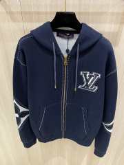 Uubags Louis Vuitton 1AIWEP Graphic Intarsia Zipped Cotton Hoodie In Blue - 6