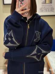 Uubags Louis Vuitton 1AIWEP Graphic Intarsia Zipped Cotton Hoodie In Blue - 5