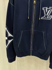 Uubags Louis Vuitton 1AIWEP Graphic Intarsia Zipped Cotton Hoodie In Blue - 4