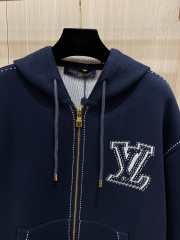 Uubags Louis Vuitton 1AIWEP Graphic Intarsia Zipped Cotton Hoodie In Blue - 3