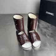 Uubags CHANEL Quilted Lambskin CC Logo High-Top Sandals in Dark Burgundy - 5