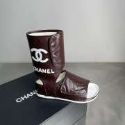 Uubags CHANEL Quilted Lambskin CC Logo High-Top Sandals in Dark Burgundy - 4