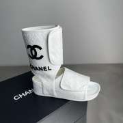 Uubags CHANEL Quilted Lambskin CC Logo High-Top Sandals in White - 6