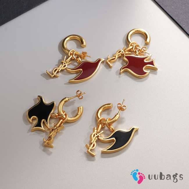 Uubags YSL Cassandre dove charm hoop earrings in enamel - 1