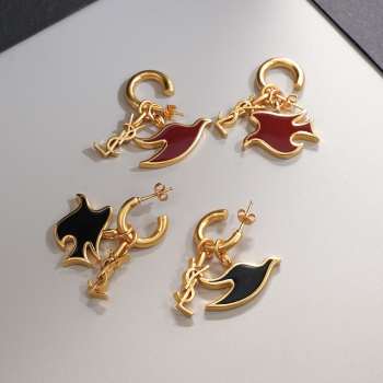 Uubags YSL Cassandre dove charm hoop earrings in enamel