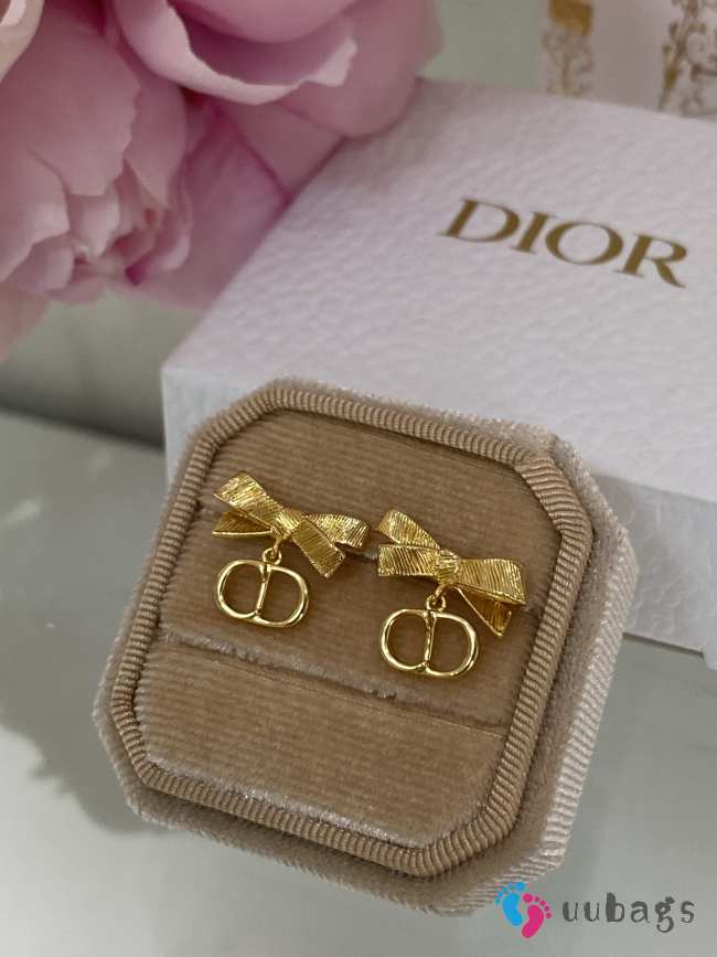 Ubags Dior CD Bow Earrings Gold-Finish Metal - 1