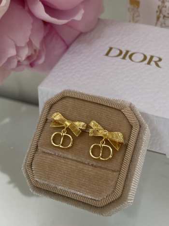 Ubags Dior CD Bow Earrings Gold-Finish Metal