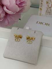 Ubags Dior CD Bow Earrings Gold-Finish Metal - 3