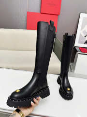 Uubags Valentino Garavani Rockstud Knee High Combat Boots in Top Grain Cowhide Leather - 3