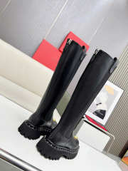 Uubags Valentino Garavani Rockstud Knee High Combat Boots in Top Grain Cowhide Leather - 5