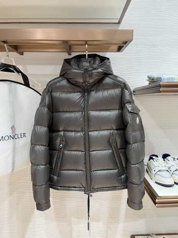 Uubags Moncler Maya Hooded Short Down Jacket In Dark Grey