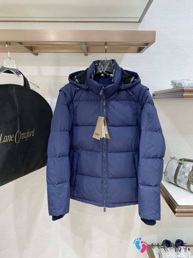 Uubags Burberry Detachable Sleeve Bideford Puffer Jacket In Blue - 1
