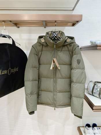 Uubags Burberry Detachable Sleeve Bideford Puffer Jacket In Khaki Green
