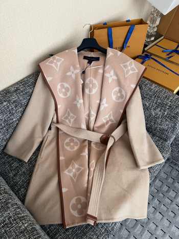 Uubags Louis Vuitton 1A99K2 Belted Double Face Hooded Wrap Coat In Camel