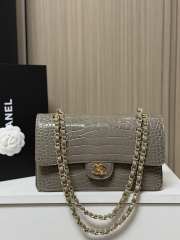 Uubags Chanel Flap Bag Crocodile Embossed Calfskin & Gold-Tone Metal In Grey 25cm - 1
