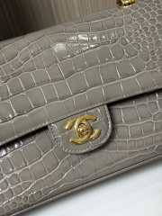 Uubags Chanel Flap Bag Crocodile Embossed Calfskin & Gold-Tone Metal In Grey 25cm - 3