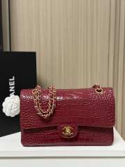 Uubags Chanel Flap Bag Crocodile Embossed Calfskin & Gold-Tone Metal In Burgundy 25cm - 1
