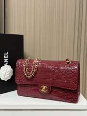 Uubags Chanel Flap Bag Crocodile Embossed Calfskin & Gold-Tone Metal In Burgundy 25cm - 2