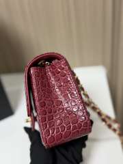 Uubags Chanel Small Flap Bag Crocodile Embossed Calfskin & Gold-Tone Metal In Burgundy 20cm - 6