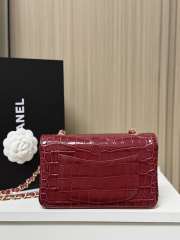 Uubags Chanel Small Flap Bag Crocodile Embossed Calfskin & Gold-Tone Metal In Burgundy 20cm - 3