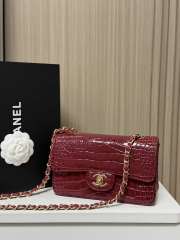 Uubags Chanel Small Flap Bag Crocodile Embossed Calfskin & Gold-Tone Metal In Burgundy 20cm - 2