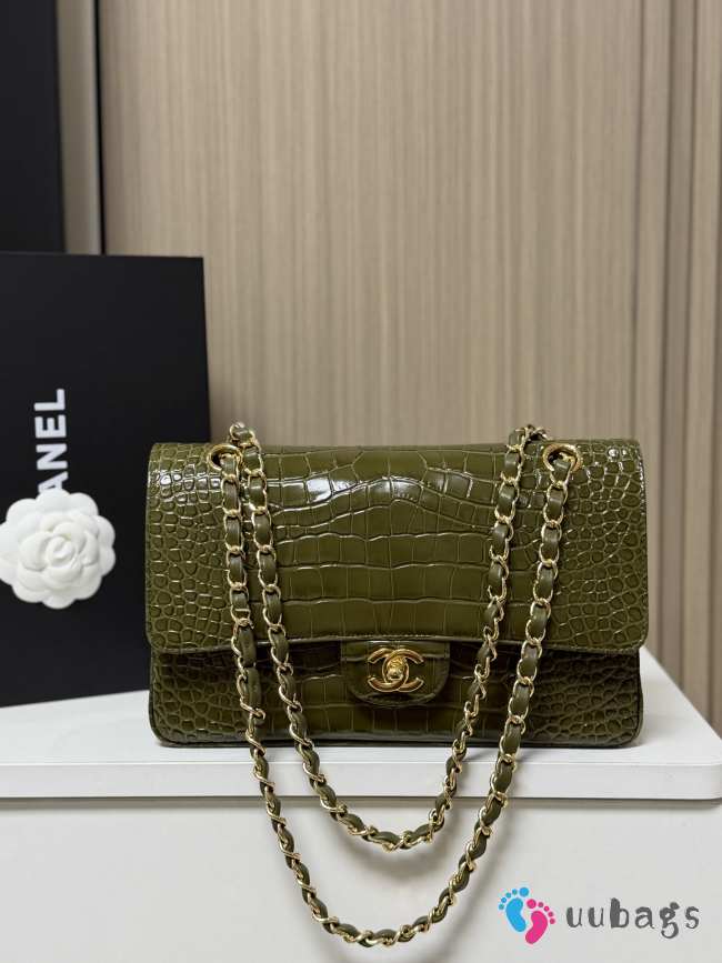 Uubags Chanel Medium Crocodile Embossed Calfskin & Gold-Tone Metal In Khaki 25.5x6.5x15.5cm - 1